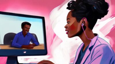 Illustration of a person using Motivo platform to complete their medical supervision requirement.