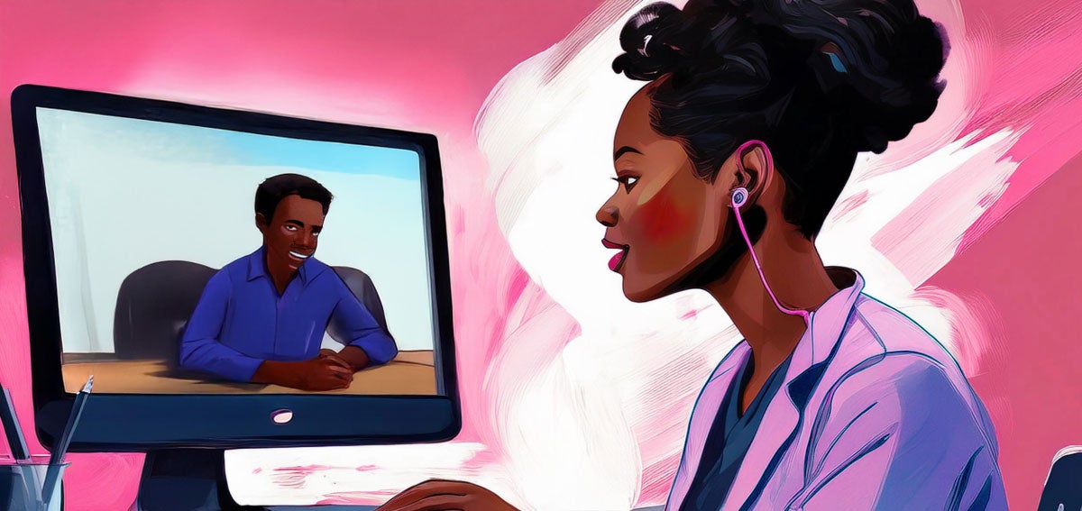 Illustration of a person using Motivo platform to complete their medical supervision requirement.