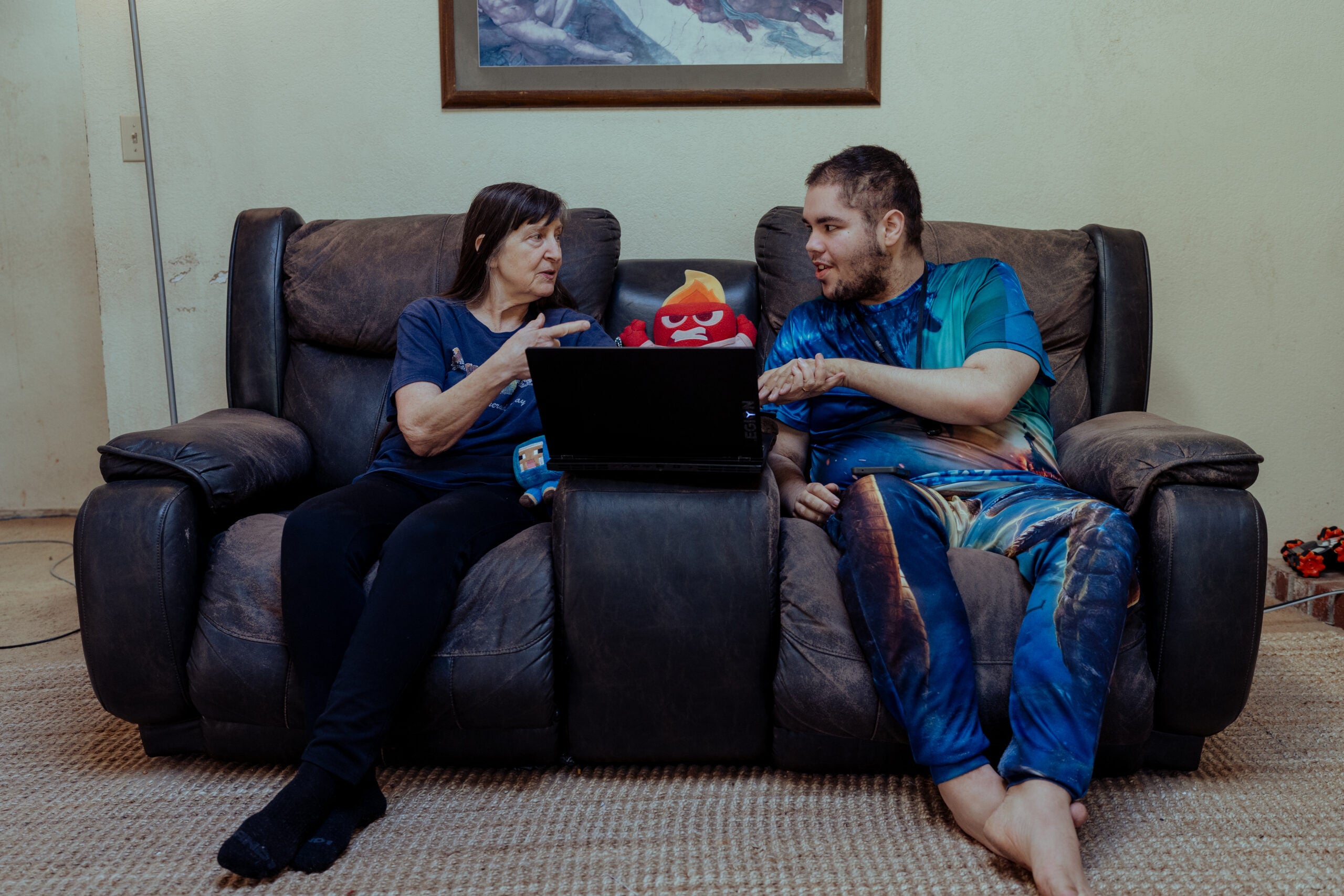 Stephanie Grier and her grandson Alexander discuss the short film he is working on.