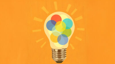 Future of Medi-Cal Illustration of a lightbulb filled with colorful balls