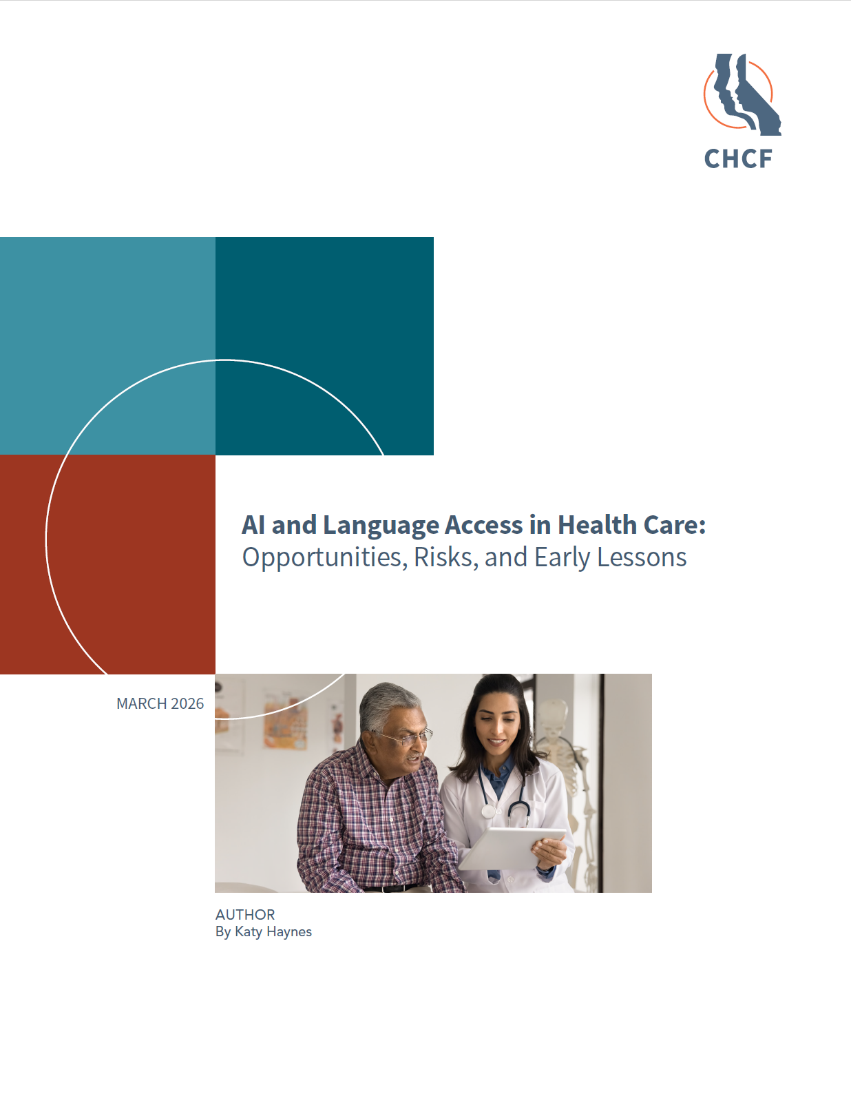 Report cover for AI and Language Access in Health Care