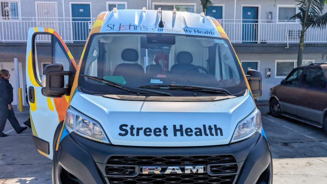 Los Angeles community clinic tax measure - A van used to deliver health care services to unhoused people