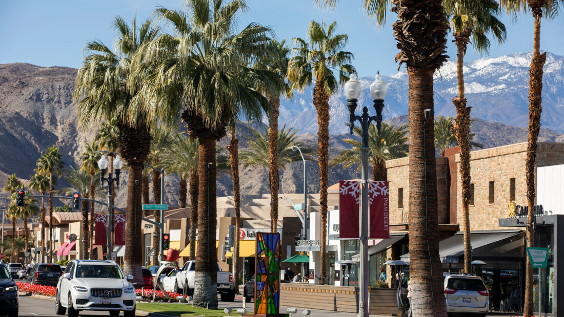 Downtown shopping area in the Inland Empire region of California