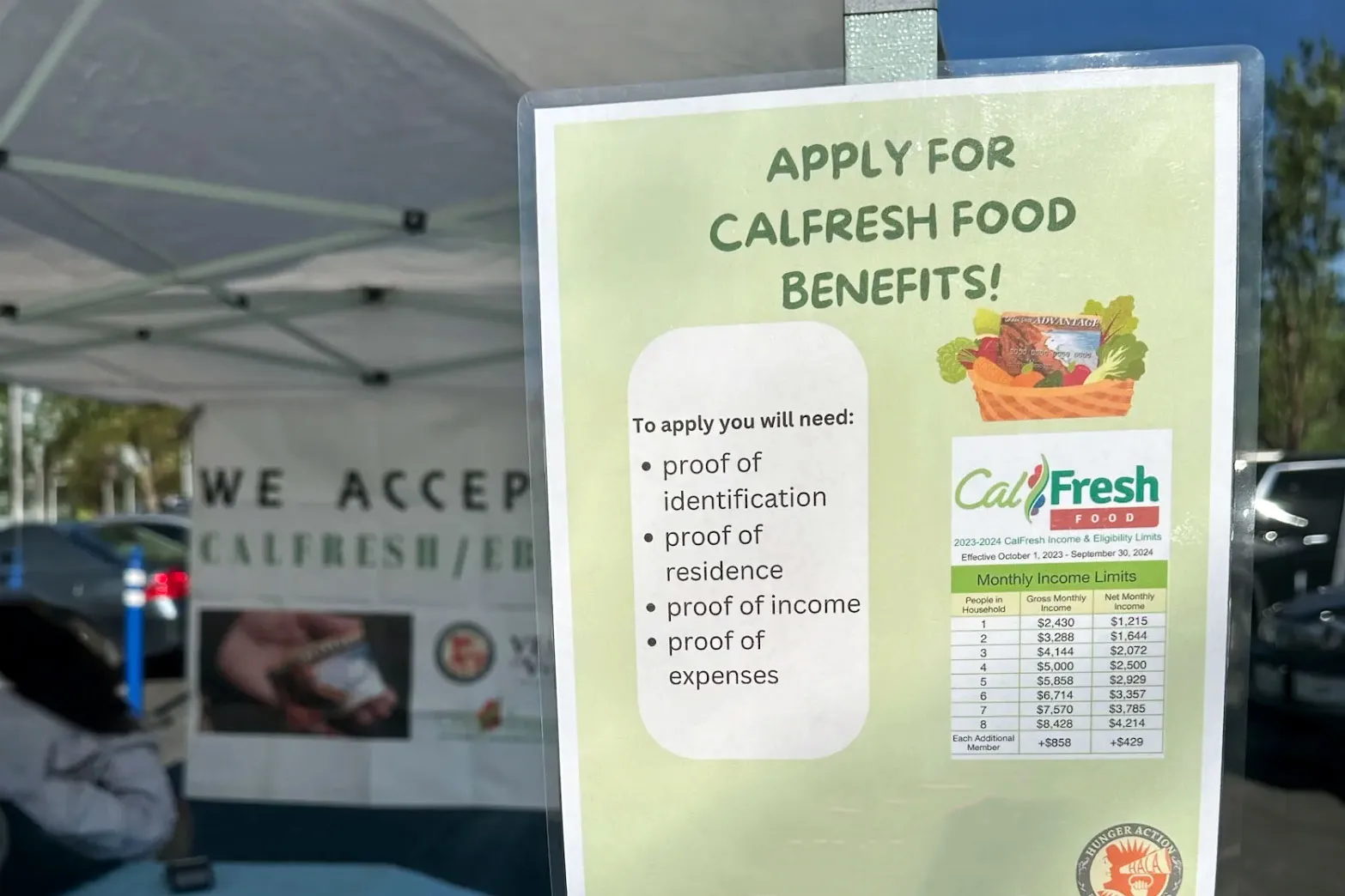CalFresh sign at farmer's market