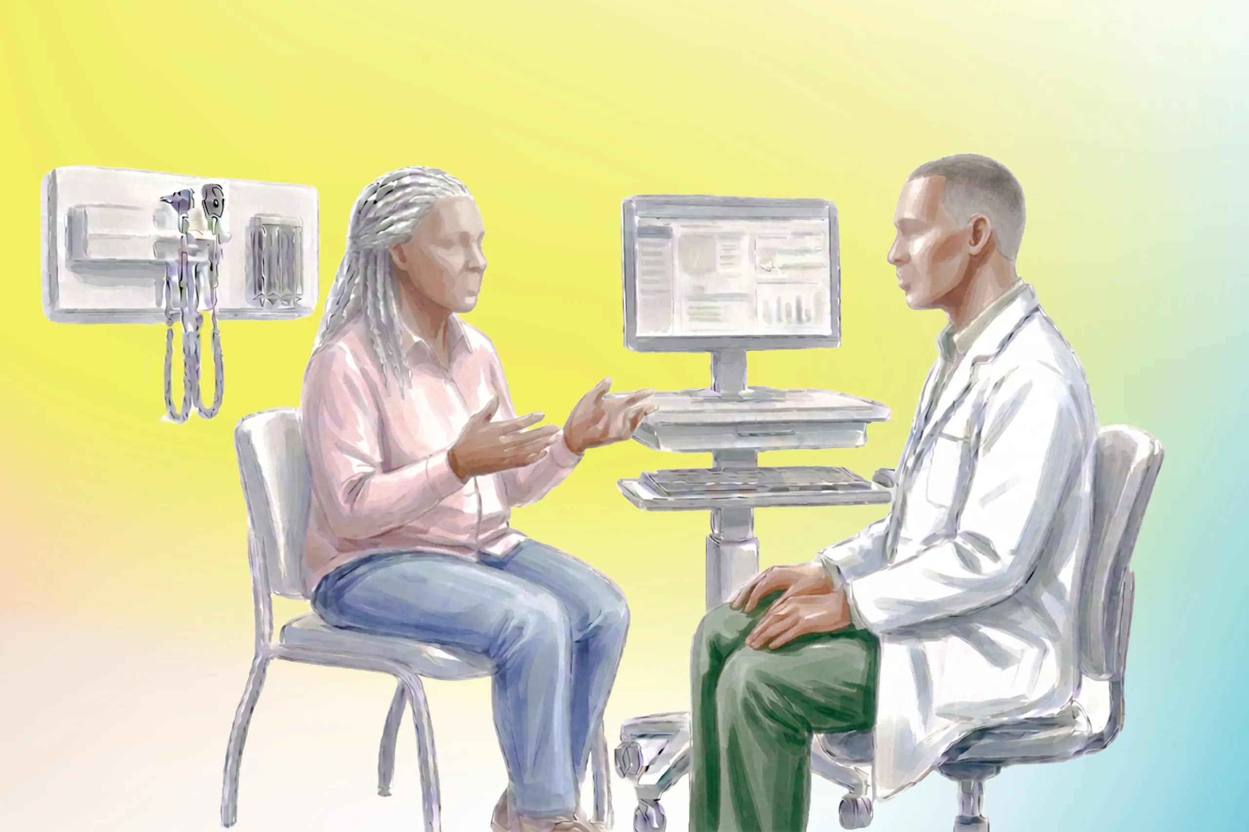 Patient speaks to her doctor. Patient Voice in Health Care